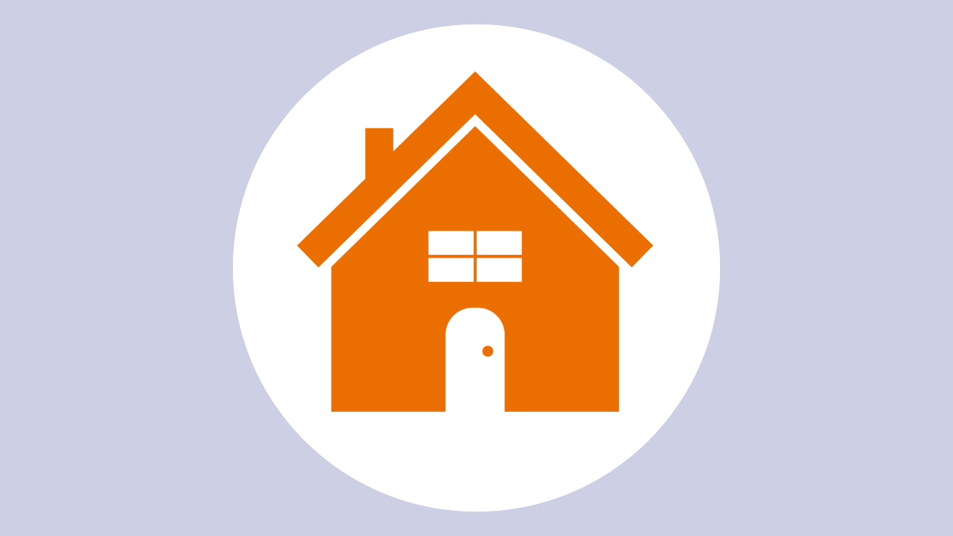 An orange outlined illustration of a house.